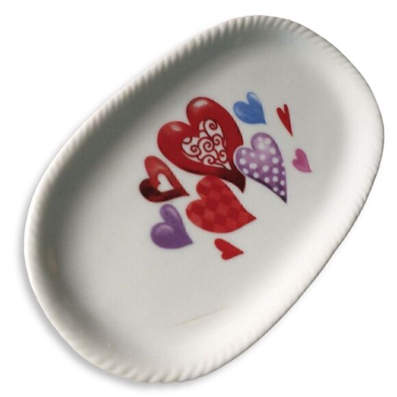 Heart Plate Trinket Dish Valentines Love Soap Dish Jewelry Catch All Tray Vtg - Picture 6 of 16